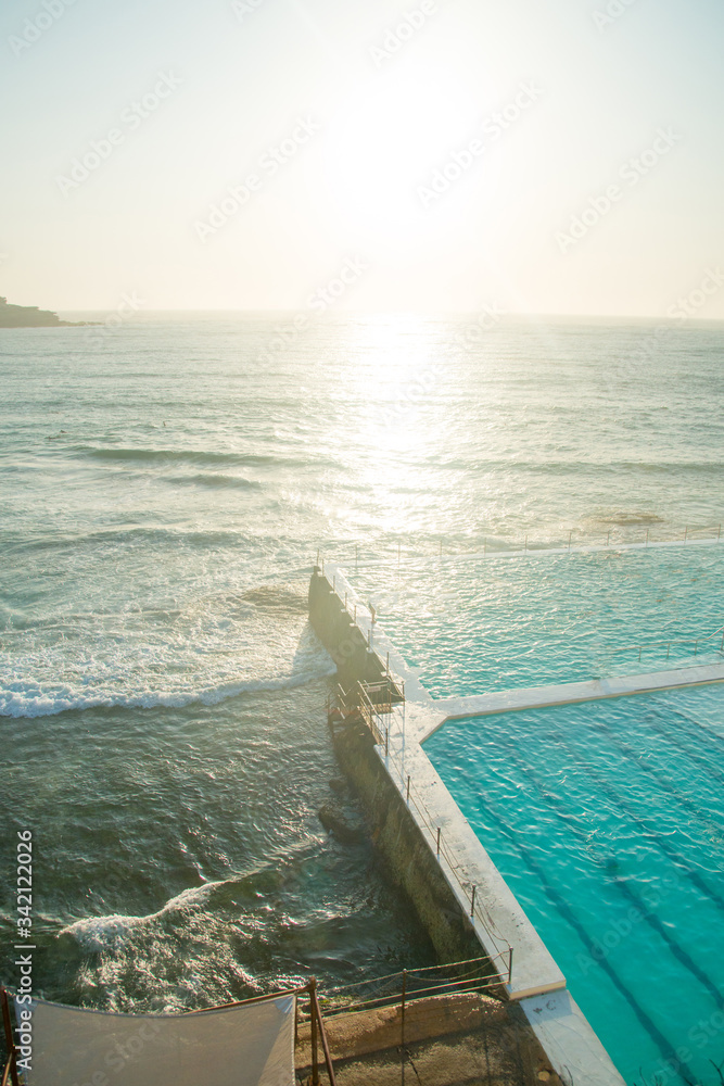 SYDNEY, AUSTRALIA - February 1, 2020: The Pool near Bondi Beach in Sydney, NSW, Australia. Australia is a continent located in the south part of the earth.
