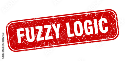 fuzzy logic stamp. fuzzy logic square grungy red sign
