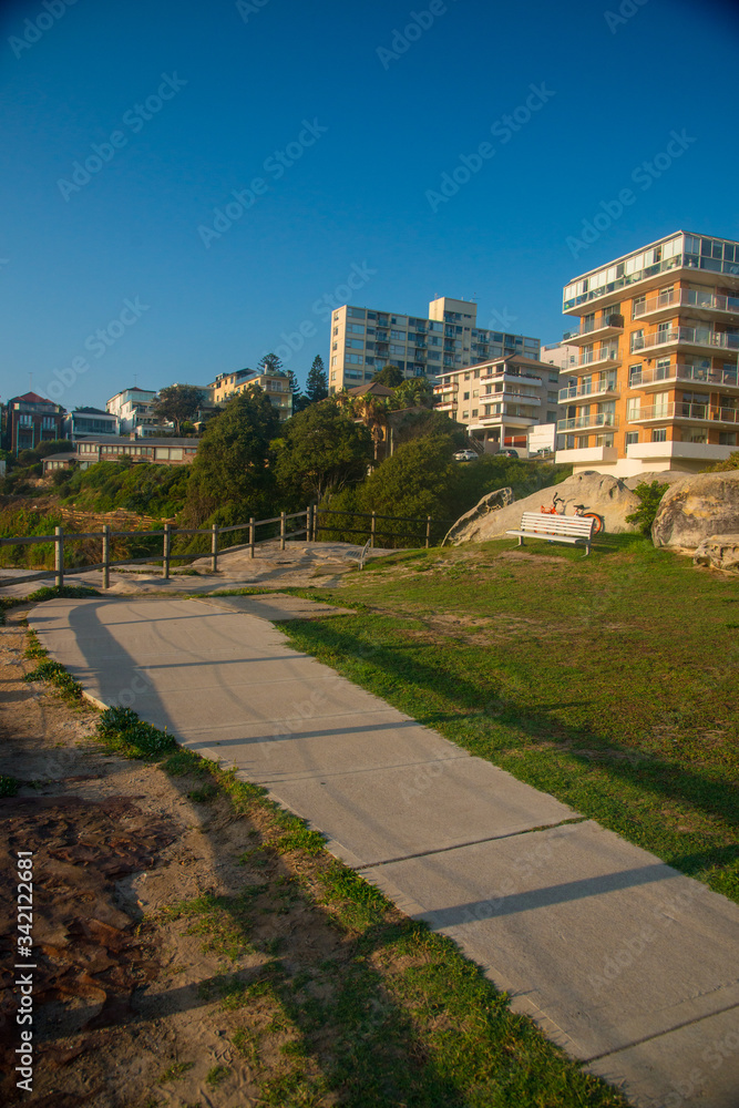 SYDNEY, AUSTRALIA - February 1, 2020: Houses near the Bondi Beach in Sydney, NSW, Australia. Australia is a continent located in the south part of the earth.