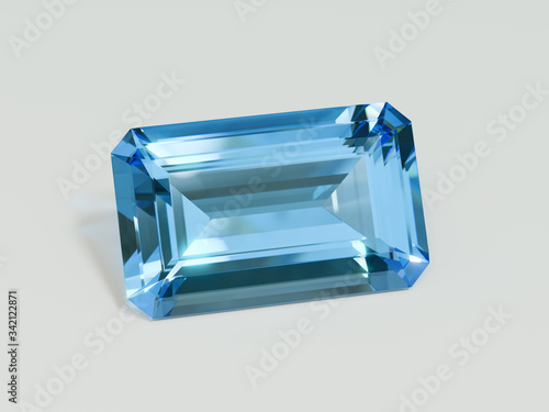 Papier peint Rectangle blue topaz on white background