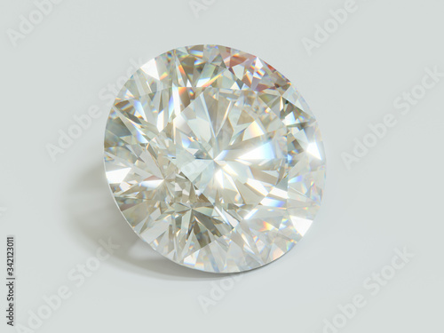 Round brilliant cut diamond on white background