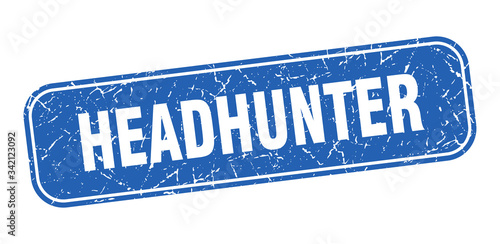 headhunter stamp. headhunter square grungy blue sign