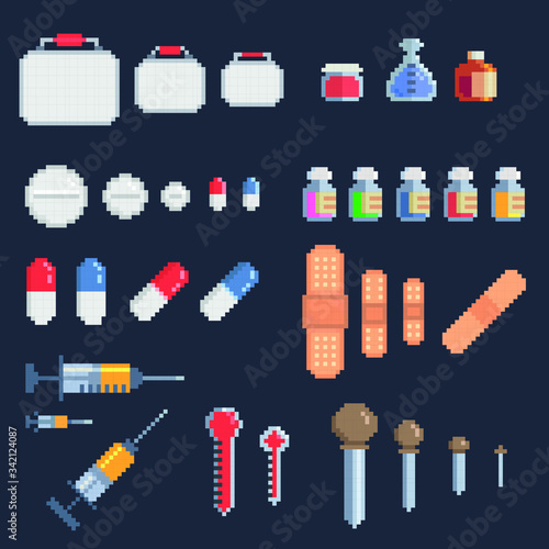 Med kit pixel art for videogames and motion graphics 