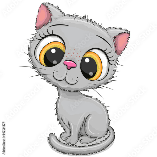 Cartoon british kitten isolated on a white background
