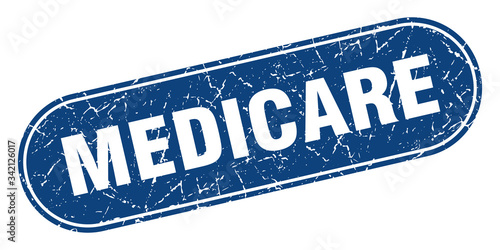 medicare sign. medicare grunge blue stamp. Label