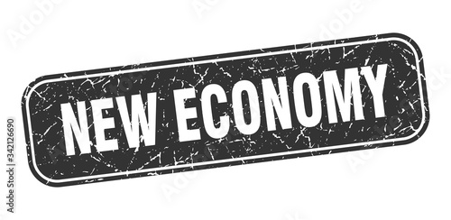 new economy stamp. new economy square grungy black sign