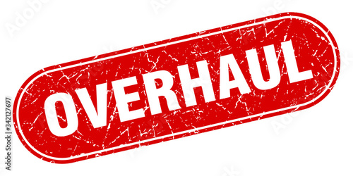 overhaul sign. overhaul grunge red stamp. Label