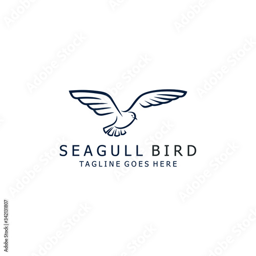 Seagull Outline Bird Ocean Sea Nature Design Illustration Element Sign Vector Design Logo