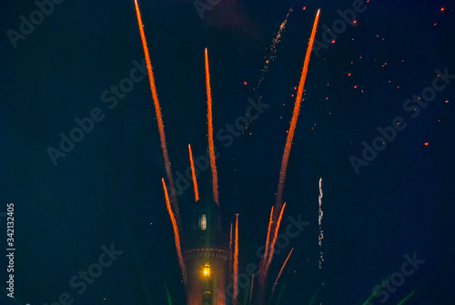 Photography New Years Eve fireworks at Warnemunde in Germany