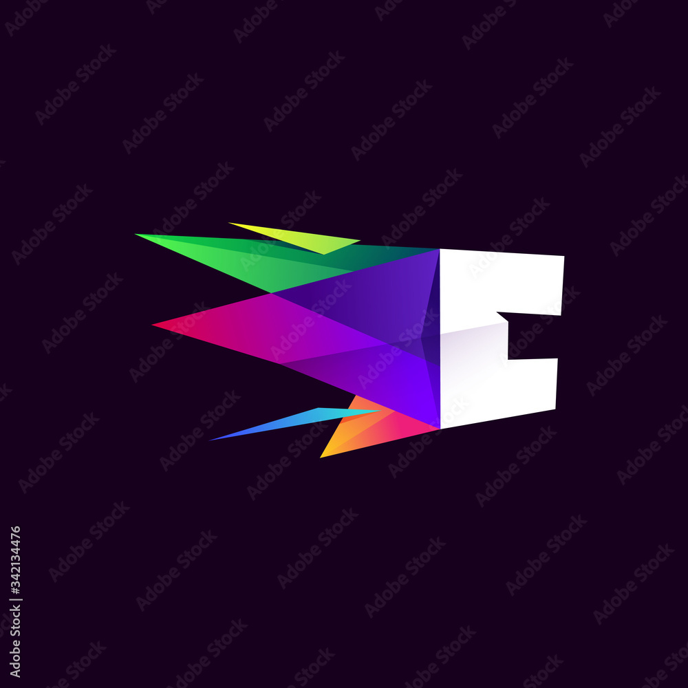C letter logo in multicolor low poly style. C letter logo in multicolor low poly style.