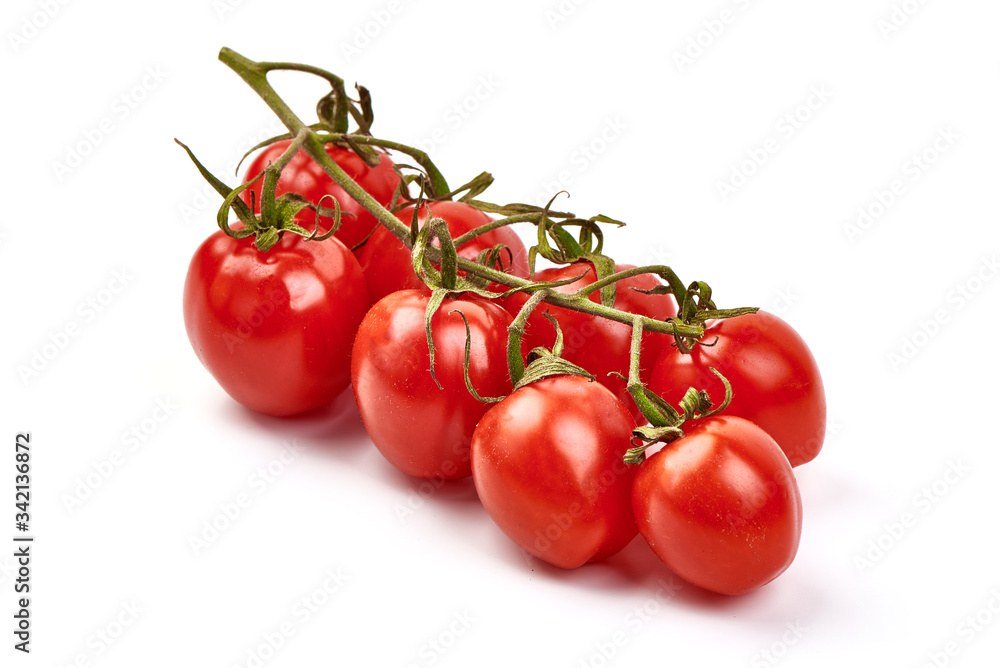 Ripe Fresh Cherry Tomatoes, isolated on white background
