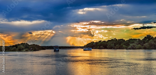 Landscape over Zambezi river near Livingstone in Zambia.. photo