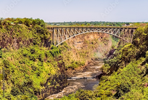 Bridge over the Zambezi River, Victoria Falls, Zambia.