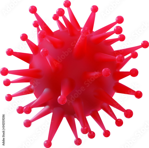 Detailed Red 3D Vector Illustration of the Novel Corona Virus Covid-19