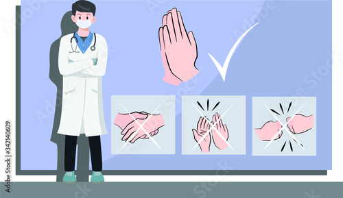 Caution illustration about preventing virus spreads