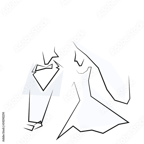 wedding card. image of a bride and groom. wedding invitation. modern design. cubism, minimalism. simple decoration of the wedding ceremony. husband and wife