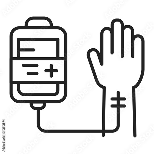 Chemotherapy black line icon. Medical treatment. Intensive therapy. Isolated vector element. Outline pictogram for web page, mobile app, promo.