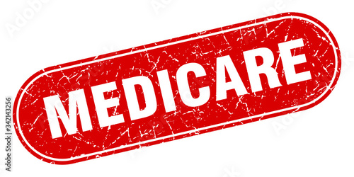 medicare sign. medicare grunge red stamp. Label
