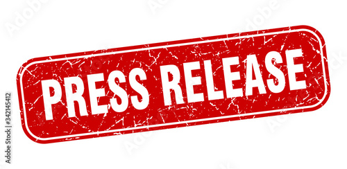 press release stamp. press release square grungy red sign