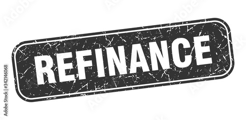 refinance stamp. refinance square grungy black sign