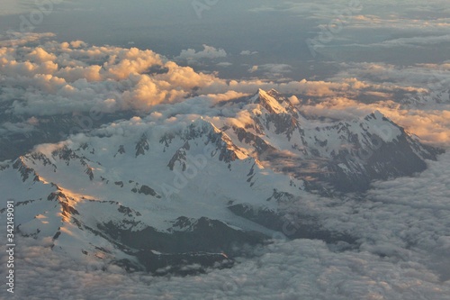Stunning Mount Cook in the Sunset from above