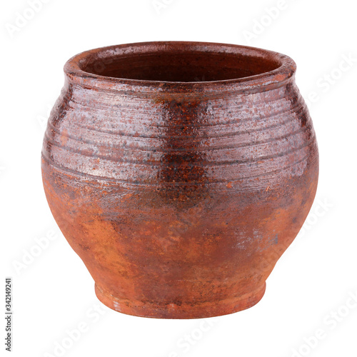 clay pot isolated on a white background with clipping path. © Elena