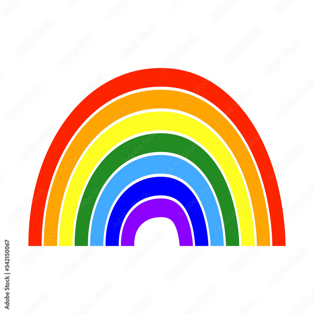 Fototapeta Beautiful bright rainbow icon. Front view. Hand drawn vector graphic illustration. Isolated object on a white background. Isolate.