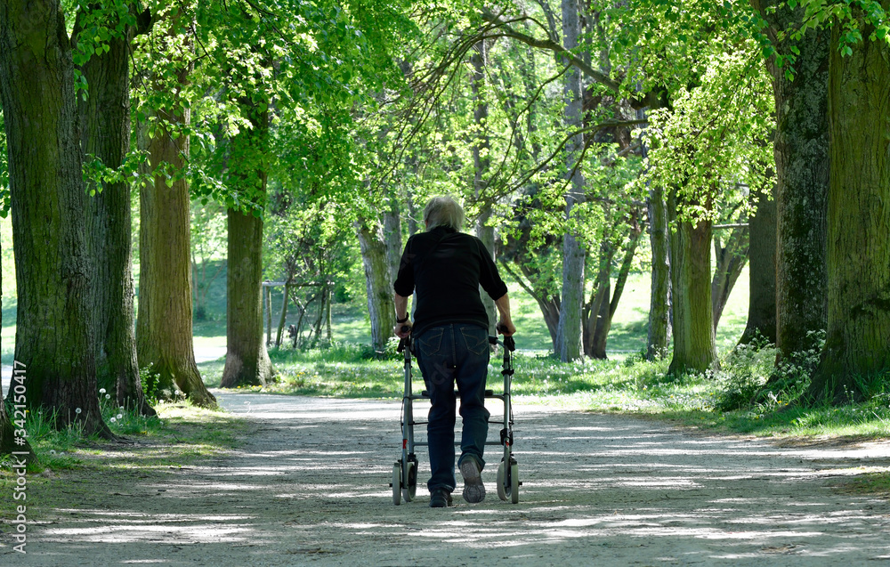 Naklejka premium seniorin im park
