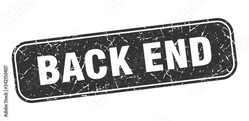 back end stamp. back end square grungy black sign