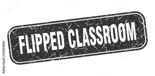flipped classroom stamp. flipped classroom square grungy black sign