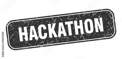 hackathon stamp. hackathon square grungy black sign