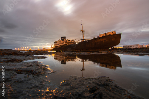 Abandoned big ship called Telamon in Lanzarote