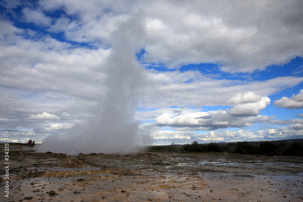 Geysir / Iceland - August 25, 2017: Strokkur geysir eruption near Golden Circle, Iceland Geysir / Iceland - August 25, 2017: Strokkur geysir eruption near Golden Circle, Iceland