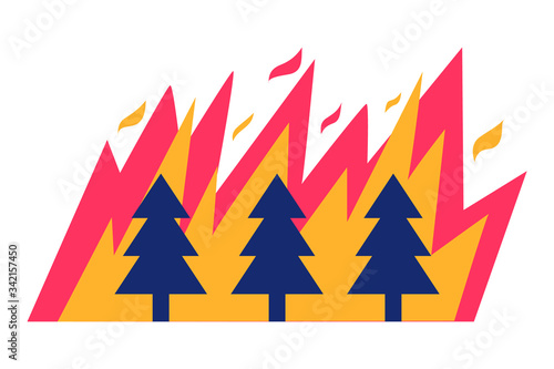 Wildfire and forest fires concept. 
