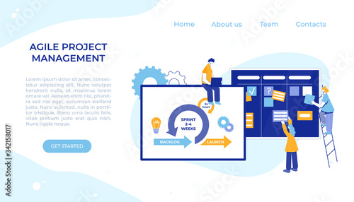 Agile project management process. Communication, teamwork, business process.