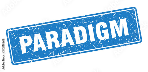 paradigm stamp. paradigm vintage blue label. Sign