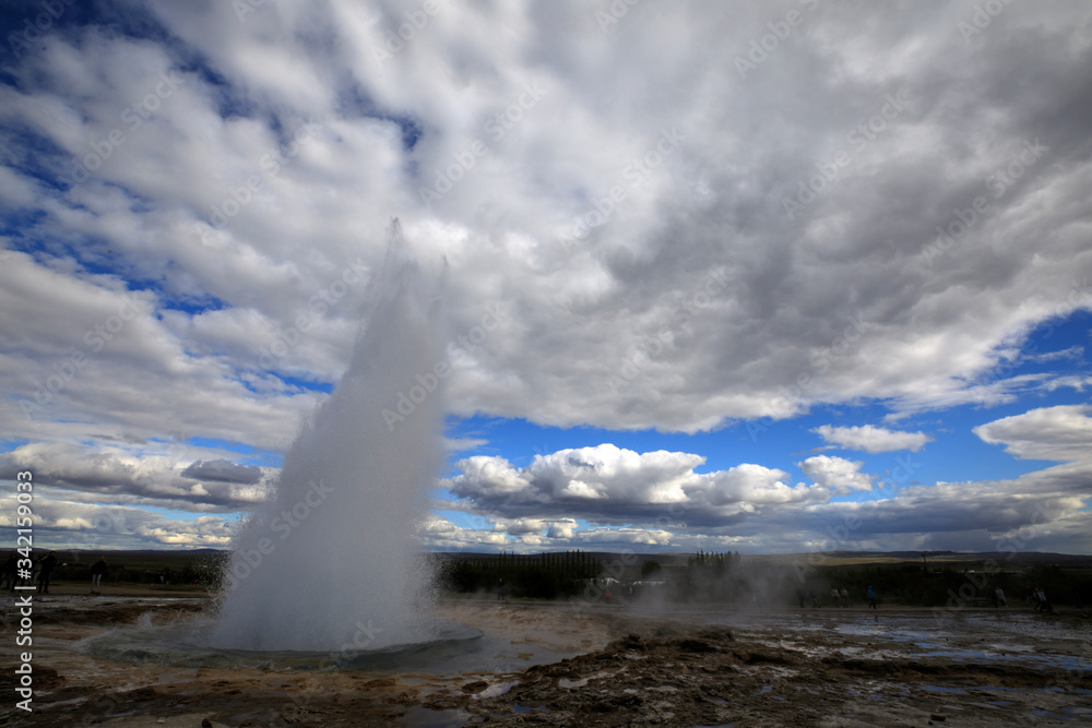 Geysir / Iceland - August 25, 2017: Strokkur geysir eruption near Golden Circle, Iceland Geysir / Iceland - August 25, 2017: Strokkur geysir eruption near Golden Circle, Iceland