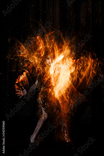 Ghost girl, spirit of the theater, Dryad in flashes of fire