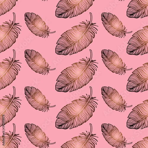 Wallpaper Mural Delicate seamless print with gold flowers on a pink background. Vector graphics Torontodigital.ca