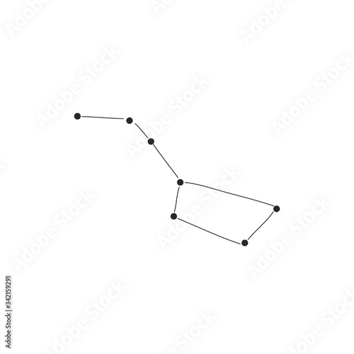 Constellation Ursa Major in doodle style, hand drawing. Cute black-white vector illustration. Starry sky, a group of stars connected by a line. Asronomy
