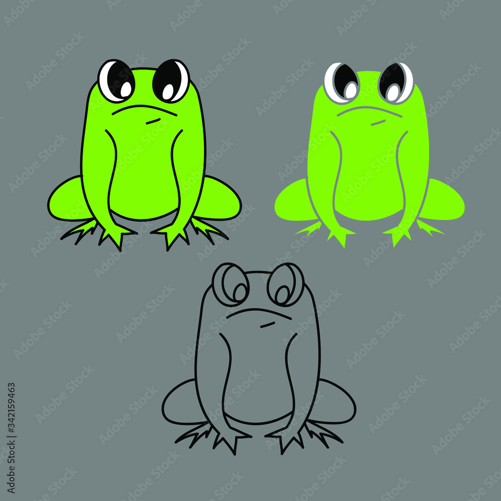Obraz premium Funny cartoon frog illustrations, isolated. Vector graphics.