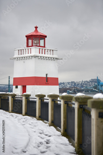 Brockton Point Lighthouse Snow. Winter snow on the Brockton Point Lighthouse. Stanley Park, Vancouver.
