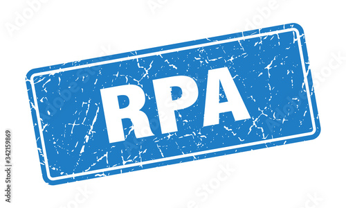 rpa stamp. rpa vintage blue label. Sign
