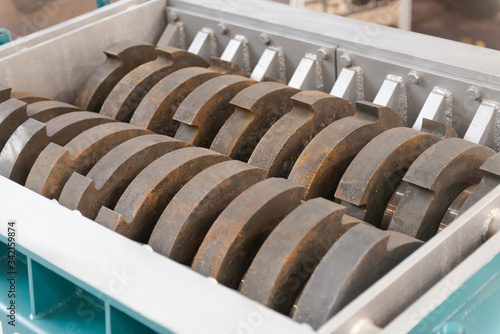 Belt conveyor for sorting garbage. Conveyor belt for waste separation.