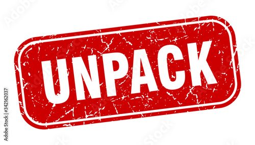 unpack stamp. unpack square grungy red sign