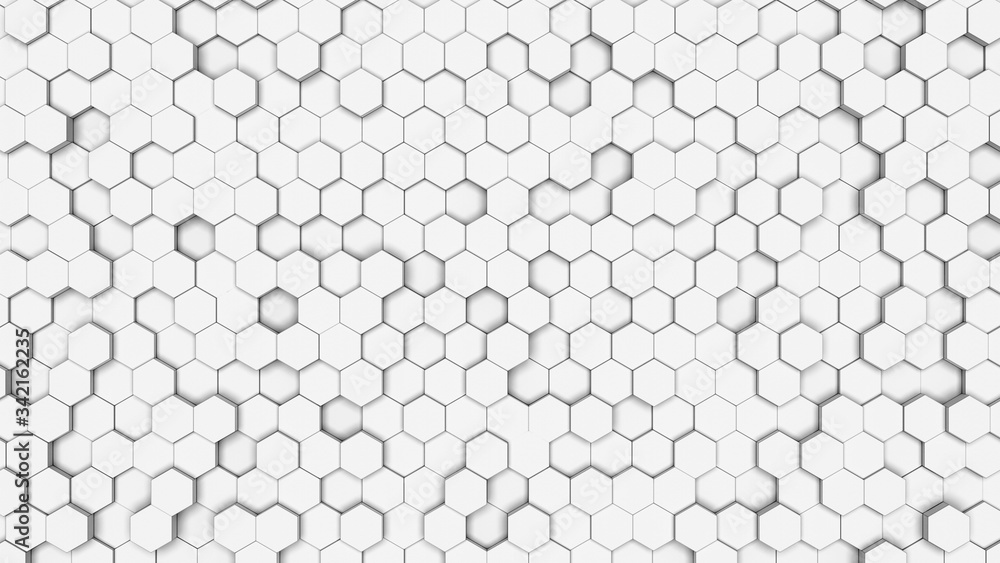 Fototapeta Biała sześciokątna tekstura komórek. Plaster miodu na białym