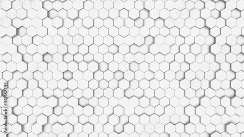 Fototapeta Biała sześciokątna tekstura komórek. Plaster miodu na białym