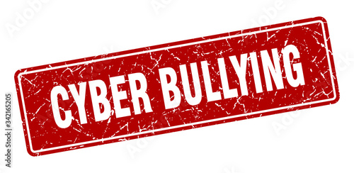 cyber bullying stamp. cyber bullying vintage red label. Sign