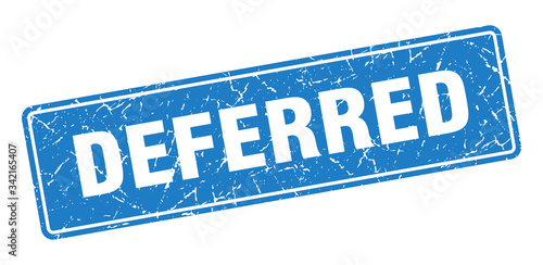 deferred stamp. deferred vintage blue label. Sign