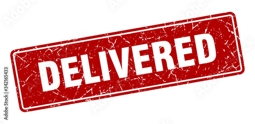 delivered stamp. delivered vintage red label. Sign